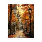Pintura Por Números De Paisagem De Árvore De Outono DIY Pintura Digital Cenário Com Luminária De Rua