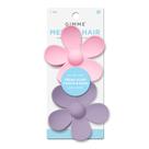 Pinza para el cabello GIMME Mediana Duo flores morado y rosa x2