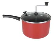 Pipoqueira Com Tampa de Vidro Antiaderente Vermelho