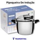 Pipoqueira Tramontina Allegra 22cm 5,6L Inox Fundo Triplo Tampa de Vidro com Silicone