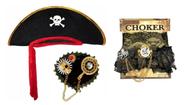 Pirata marujo chapeu tapa olho colar carnaval halloween