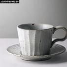 Pires de chá de café caneca de grés arte japonesa cerâmica retro listras verticais xícara de café com pires escritório doméstico simples