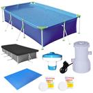 Piscina 2500 L + Capa e Forro + Mini Flutuador e 2 Pastilhas + Bomba 110 V 2.200 L/H Kit