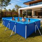 Piscina 6200 Litros Mor Azul Estrutural Infantil Crianças Verão Grande Piscina 6200 Litros Mor Azul Estrutural Infantil Crianças Verão Grande