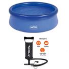 Piscina Borda Inflável PVC 3400 Litros Cor Azul Com Kit Reparo e Bomba de Ar para Inflar e Desinflar 2 Bicos