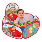 Piscina De Bolinhas 90x90 cm Infantil Dobrável Com Cesta Basquete Vermelha