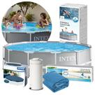 Piscina Estrutural 6.503 Litros Armação Prism + Capa + Filtro + Forro + Kit Limpeza- Intex Piscina Estrutural 6.503 Litros Armação Prism + Capa + Filtro + Forro + Kit Limpeza- Intex