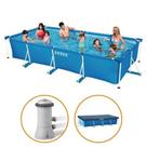 Piscina Estrutural Retangular 7.127 Litros Com Filtro + Capa Pvc Armação Intex Piscina Estrutural Retangular 7.127 Litros Com Filtro + Capa Pvc Armação Intex