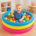 Piscina Infantil 88 Litros Criança Inflável 3 Anéis Com 50 Bolinhas Coloridas