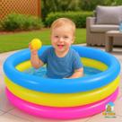 Piscina Infantil Inflável Criança Redonda 3 Anéis Colorida 88 Litros+Óculos De Natação