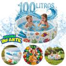 Piscina Infantil Redonda Inflavel Colorida Piscininha Portatil, Fácil de Encher e Montar, Brincar na Água no Verão Quintal e Praia 100 ou 180 Litros