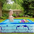 Piscina Infantil Retangular 300 Litros Para Crianças Bebês e Pets Em PVC Resistente
