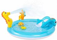 Piscina Inflável Infantil com Escorregador e Spray de Água Parque Aquático Completo com Brinquedos