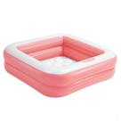Piscina Inflável Infantil Quadrada Com Base Inflável 57 Litros Rosa Bebê Intex