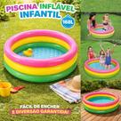 Piscina Inflável Redonda Infantil Houme 168L Vinil Bebê Colorida Resistente Durável Diversão Criança Lazer Refresca Dias Quentes Fácil de Montar