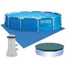 Piscina Intex Litros Estrutural Armação Com Filtro 220v Capa E Forro