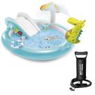 Piscina Playground Jacaré 160L com Bomba de Ar Manual Intex