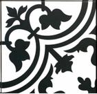 Piso em Porcelana Hidraulica Fiori Preto e Branco kit com 10 peças 20x20cm e 07 mm de espessura