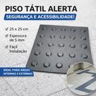 Piso Tátil Classic Alerta Pvc Cinza 16 Peças
