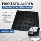Piso Tátil Classic Alerta Pvc Preto 16 Peças