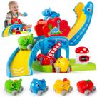 Pista de corrida de brinquedos para crianças de 1 a 3 com 4 carros de dinossauro de 12 a 18 meses