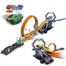 Pista de Corrida Looping Truck Police Flash Wheels Caminhão 2 em 1 com Carrinho