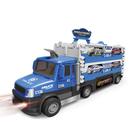 Pista de Corrida Race Truck Police 140 Flash Wheels Caminhão 2 em 1 com 6 Carrinhos Luz e Som