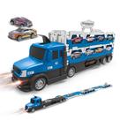 Pista de Corrida Race Truck Police 211 Flash Wheels Caminhão 2 em 1 com 10 Carrinhos Luz e Som