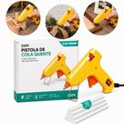 Pistola Aplicadora de Cola Quente 20W + 10 Bastões Finos 7mm Secagem Rápida 110V e 220V Artesanato
