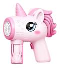 Pistola Automática Unicornio Bolhas De Sabão Giratoria Cor Rosa