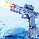 Pistola de água elétrica AUKTWE com alcance de 9 a 10 m de iluminação para adultos e crianças