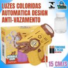 Pistola de Bolhas Automática Infantil com Luzes Coloridas Bubble Gun 15cm + Refil