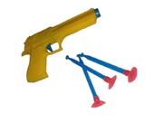 Pistola Lançador de Dardos Plástico Arminha Brinquedo Amarelo