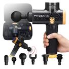 Pistola Massageadora Phoenix A2 Profissional Muscular Alivio de Dor Liberação Miofascial Com 20 Velocidades + 6 Ponteiras + Tela LCD Digital + Maleta