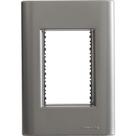 Placa 3 Postos 4x2 Tramontina Giz Onix Metalizado Com Suporte