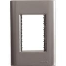 Placa 3 Postos 4x2 Tramontina Giz Onix Metalizado Suporte Tramontina