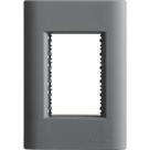 Placa 3 Postos 4x2 Tramontina Giz Titânio Soft Touch com Suporte Placa 3 Postos 4x2 Tramontina Giz Titânio Soft Touch com Suporte