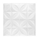 Placa 3D Branco Floral 70x70cm Autoadesiva Lavável com Design Côncavo em Espuma