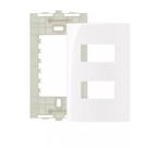 Placa 42 2 postos horizontais separados + suporte Sleek Branco