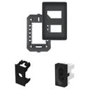 Placa 4X2 Preta Com Módulo tomada 10A Distanciados Com Suporte + Saida de Fio Habitat Black - Fame