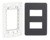 Placa 4x2 Schneider Orion 2 Módulos Separado Preto + Suporte Placa 4x2 Schneider Orion 2 Módulos Separado Preto + Suporte