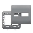 Placa 4x4 Para 2 Modulos Com Suporte Cinza Onix - Fame