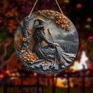 Placa Acrílica De Vassoura De Bruxa Para Halloween, Decoração Artística Para Janela, Porta E Parede
