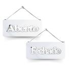Placa Acrílica Frente Verso Aberto Fechado Ventosa Branco