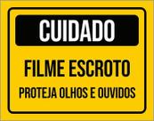 Placa Amarela Cuidado Filme Escroto Projeta Olhos 27X35