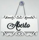 Placa Arabesco Enfeite Decorativo Aberto / Fechado Mdf Branco com Cordão e Ventosa