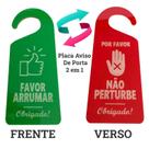 Placa Aviso 2 Em 1 Porta Hotel Pousada Não Perturbe Arrumar Quarto