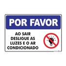 Placa Aviso Ao Sair Desligue Luzes E Ar Condicionado 30x20cm Placa Aviso Ao Sair Desligue Luzes E Ar Condicionado 30x20cm