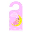 Placa Aviso De Porta Maçaneta Bebê Baby Dormindo Rosa