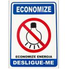 Placa Aviso Economize Energia Desligue-me 20cmx15cm PVC